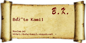 Büte Kamil névjegykártya